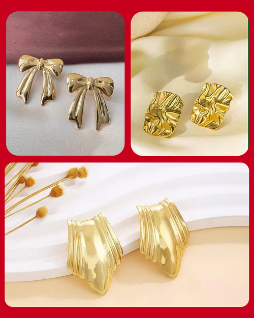 Aurelia Sculpt Trio - 3 Anti Tarnish Earrings